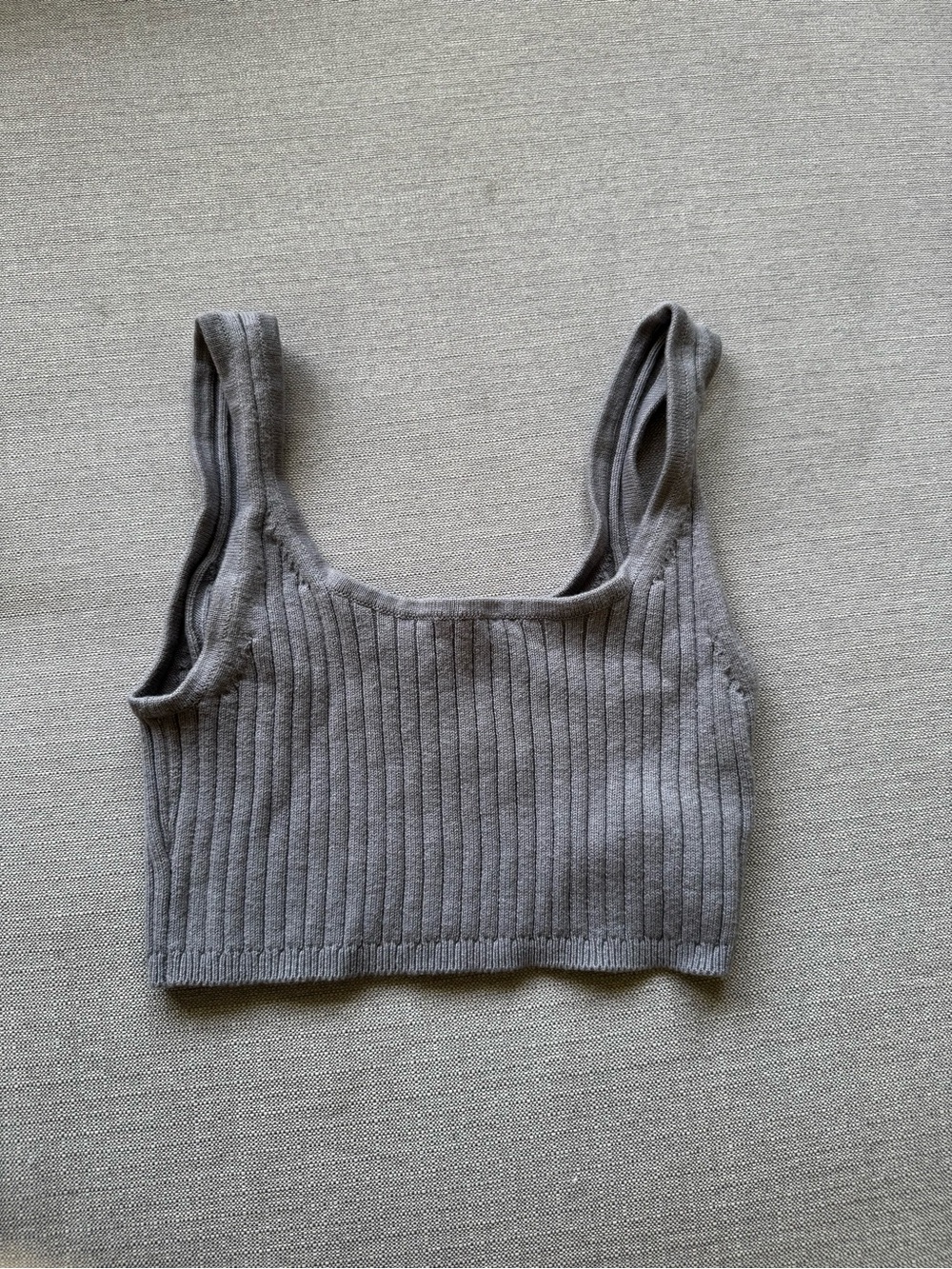 Wilfred Blue-Gray Ribbed Scoop Neck Cropped Tank